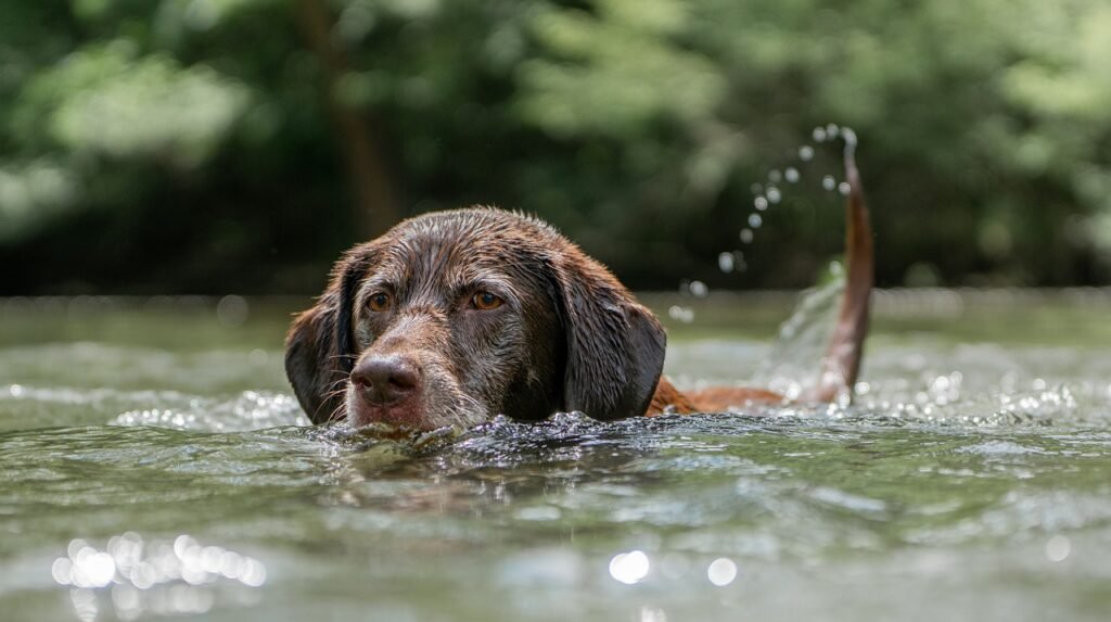 chocolate labrador, swimming, dog-5402611.jpg