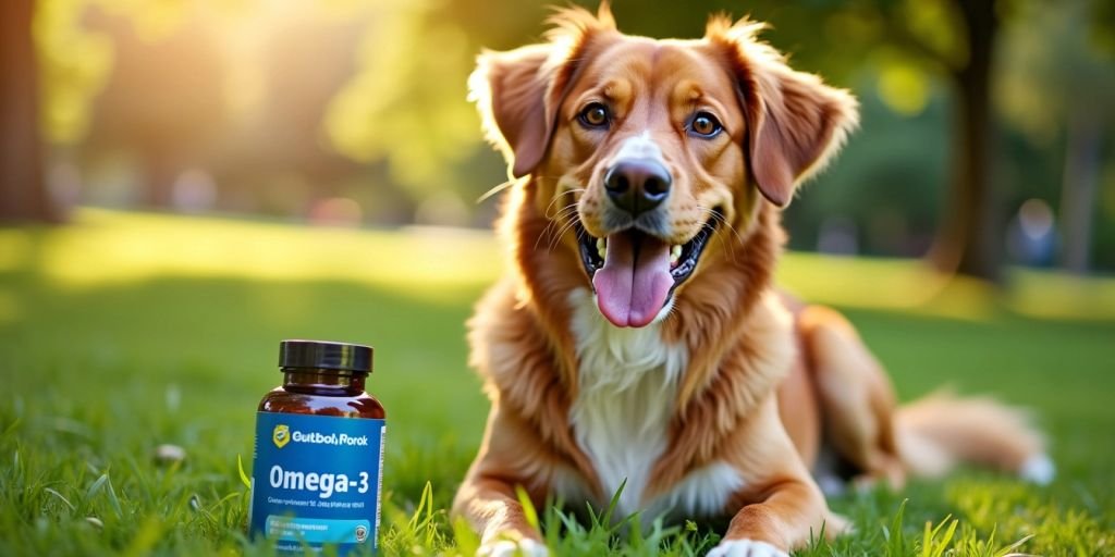 Healthy dog with omega-3 supplements