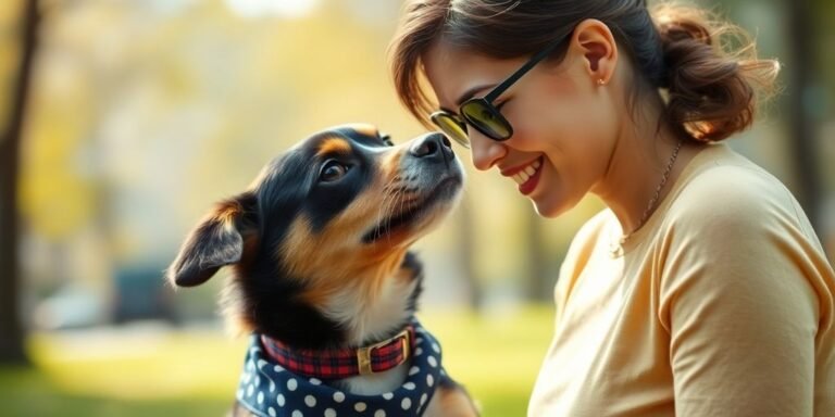 Owner and dog wearing matching stylish outfits